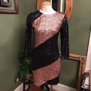 Small ✨TBags Los Angeles Navy Pink Sparkle Stretch Sequin Dress